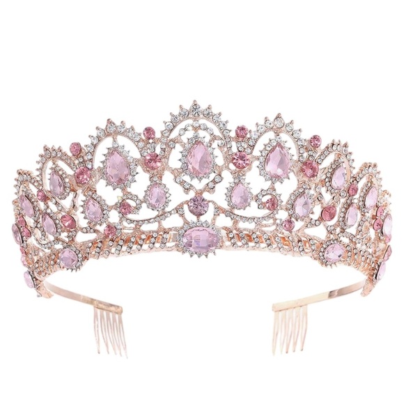 Rose gold beautiful bedazzled crown one size fits all - Picture 1 of 10